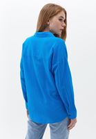 Bayan Mavi Pamuklu Loose-Fit Gömlek