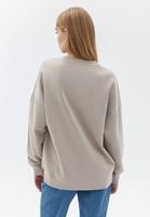 Bayan Bej Sıfır Yaka Oversize Sweatshirt