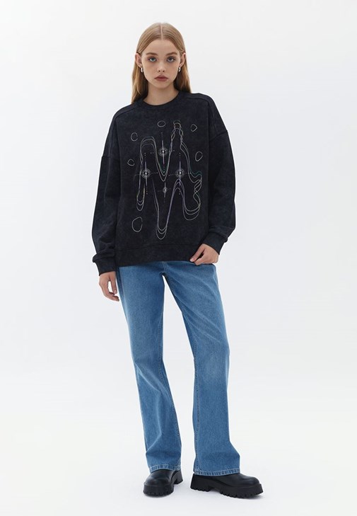 Oversize Sweatshirt ve Bootcut Pantolon Kombini