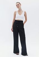 Women Black High Rise Wide Leg Pants