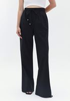 Women Black High Rise Wide Leg Pants