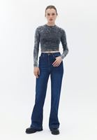 Women Blue High Rise Wide Leg Denim Pants