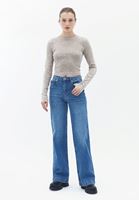 Women Blue High Rise Wide Leg Denim Pants