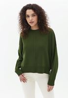 Women Green Knitwear Sweater with Zipper Detail