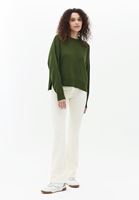 Women Green Knitwear Sweater with Zipper Detail