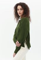 Women Green Knitwear Sweater with Zipper Detail