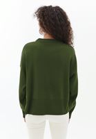 Women Green Knitwear Sweater with Zipper Detail