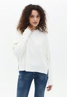 Women Cream Knitwear Sweater with Zipper Detail