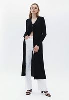 Women Black Maxi Cardigan with Buttons