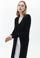 Women Black Maxi Cardigan with Buttons