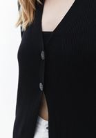 Women Black Maxi Cardigan with Buttons