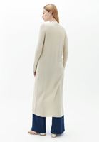 Women Beige Maxi Cardigan with Buttons