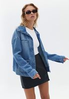 Women Blue Denim Jacket with Pocket Detail