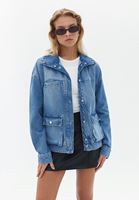 Women Blue Denim Jacket with Pocket Detail