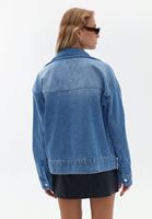 Women Blue Denim Jacket with Pocket Detail