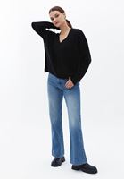 Women Black V-Neck Knitwear Sweater