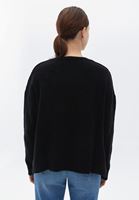 Women Black V-Neck Knitwear Sweater