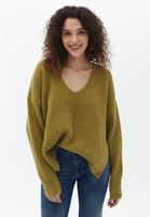 Women Green V-Neck Knitwear Sweater