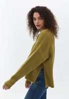 Women Green V-Neck Knitwear Sweater