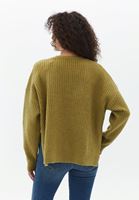 Women Green V-Neck Knitwear Sweater