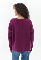 Women Purple V-Neck Knitwear Sweater