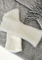 Bayan Krem Peluş Detaylı Eldiven 