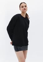 Women Black Cotton Oversize Sweatshirt