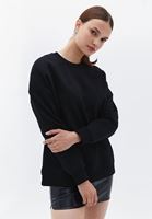 Women Black Cotton Oversize Sweatshirt