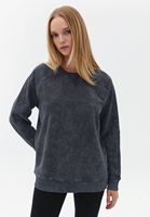 Bayan Gri Asit Yıkamalı Oversize Sweatshirt