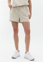 Women Beige High Rise Mini Shorts