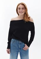 Women Black Sweater with Shoulder Detail