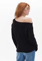 Women Black Sweater with Shoulder Detail