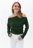 Women Green Sweater with Shoulder Detail