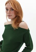 Women Green Sweater with Shoulder Detail