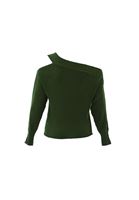 Women Green Sweater with Shoulder Detail