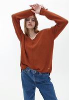 Women Orange V-neck Knitwear