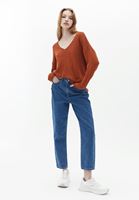 Women Orange V-neck Knitwear