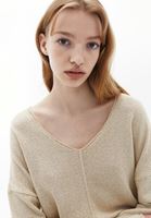 Women Beige V-neck Knitwear