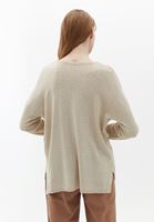 Women Beige V-neck Knitwear