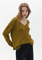 Women Green V-neck Knitwear