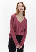 Women Pink V-neck Knitwear