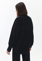 Bayan Siyah Oversize Kadife Gömlek
