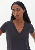 Women Brown Soft Touch V-neck Tshirt