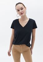 Women Black Soft Touch V-neck Tshirt