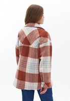 Women Mixed Plaid Shirt Jacket