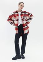 Women Mixed Cotton Plaid Shirt