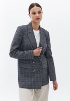 Bayan Çok Renkli Ekoseli Boyfriend Blazer Ceket