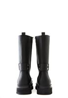 Women Black Vegan Leather Boots with Laces