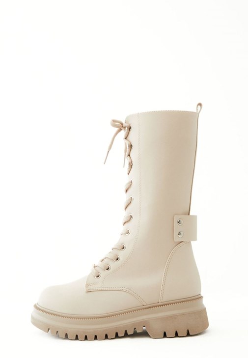 【関税&送料込み】Off-White Boots With Laces Beige Vegan Leather Boots with Laces Online Shopping | OXXOSHOP