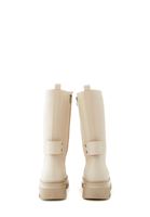 Women Beige Vegan Leather Boots with Laces